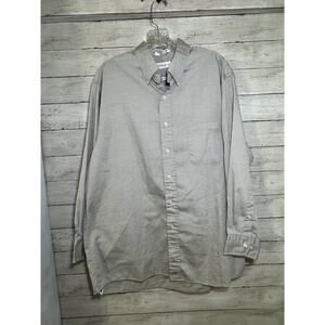 Van Heusen Pinpoint Long Sleeve Button-Up Shirt Regular, 17-32/33 Men’s Gray